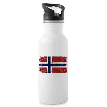 Norway Vintage Flag - Trinkflasche mit integriertem Trinkhalm - Weiß - Rechts