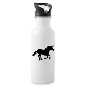 Galoppierendes Einhorn - Trinkflasche mit integriertem Trinkhalm - Weiß - Rechts