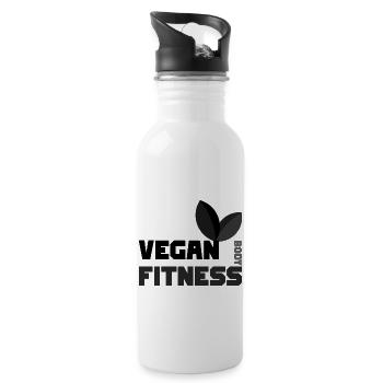 Vegan Fitness - Trinkflasche mit integriertem Trinkhalm - Weiß - Rechts