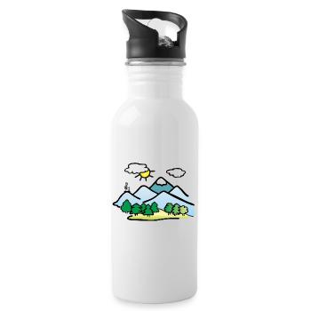 Nature Drawing, Hiking - Water bottle with straw - white - Right