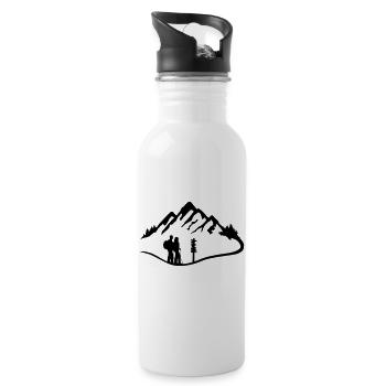 Hikers and Mountains - Gourde avec paille intégrée - blanc - Droite