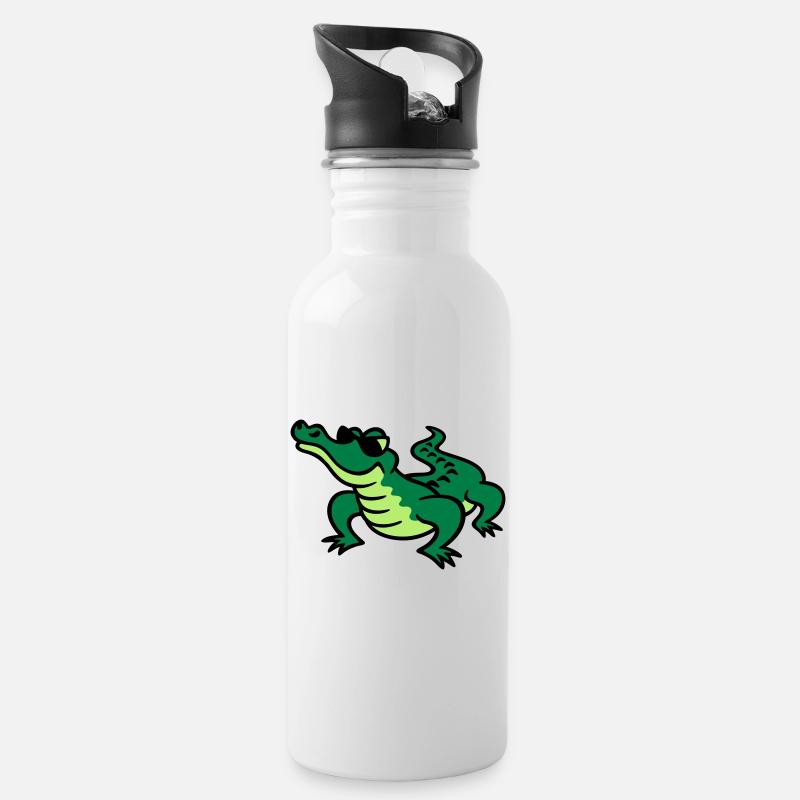 Cool Croc - Trinkflasche mit integriertem Trinkhalm - Weiß