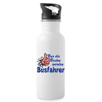 Busfahrer Bus Omnibus nur die besten (25) - Trinkflasche mit integriertem Trinkhalm - Weiß - Rechts