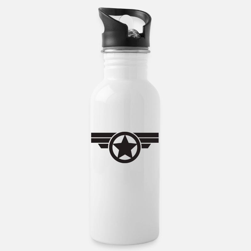 MILITARY STAR - Water bottle with straw - white