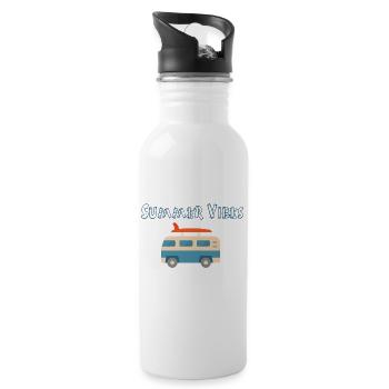 bus summer vibes - Trinkflasche mit integriertem Trinkhalm - Weiß - Rechts