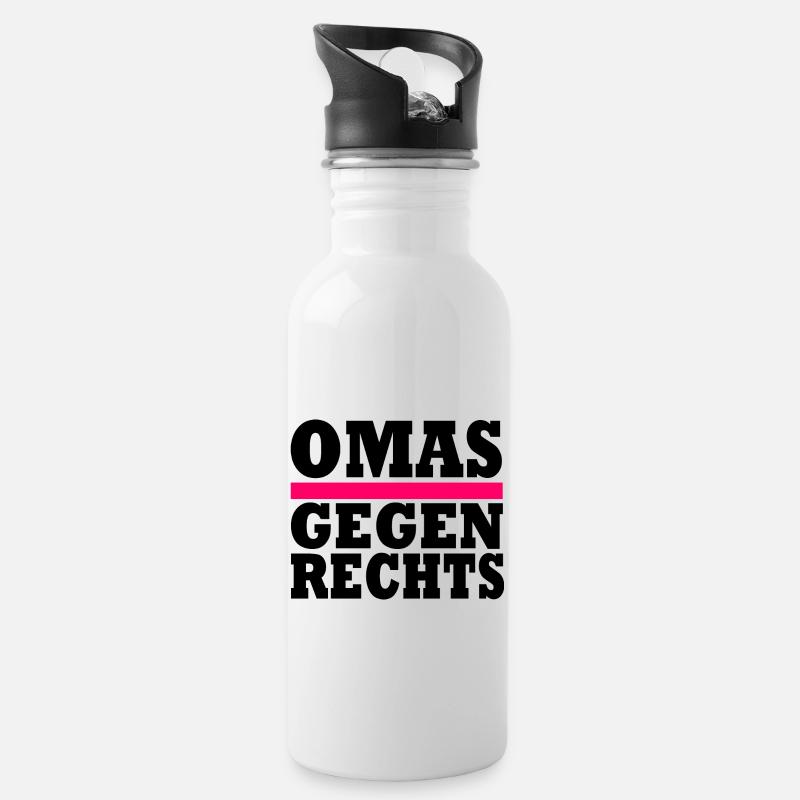 Omas Gegen Rechts - Trinkflasche mit integriertem Trinkhalm - Weiß