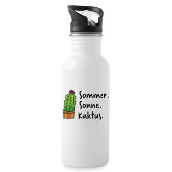 Sommer Sonne Kaktus Life mein kleiner grüner - Trinkflasche mit integriertem Trinkhalm - Weiß - Rechts