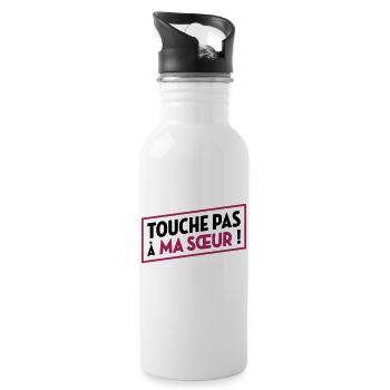 Touche pas à ma sœur ! - Gourde avec paille intégrée - blanc - Droite
