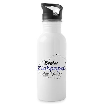 Bester Ziehpapa - Trinkflasche mit integriertem Trinkhalm - Weiß - Rechts