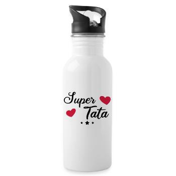 Super tata,cadeau tante,tatie - Gourde avec paille intégrée - blanc - Droite