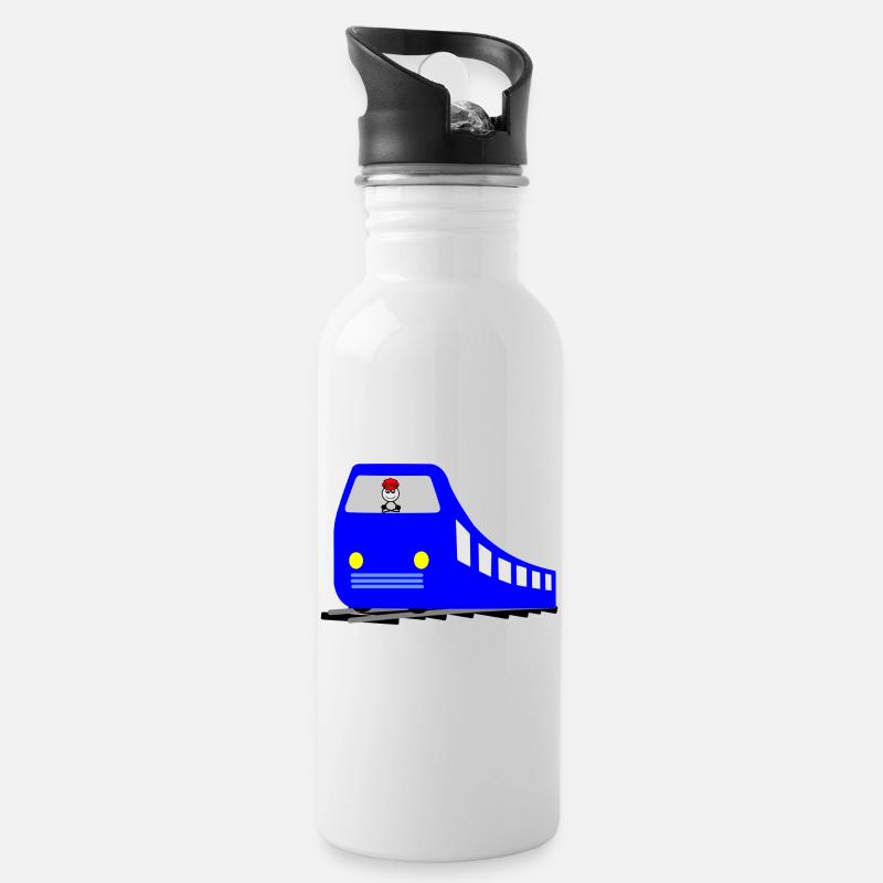 Train ou métro sur les rails avec chauffeur - Gourde avec paille intégrée - blanc