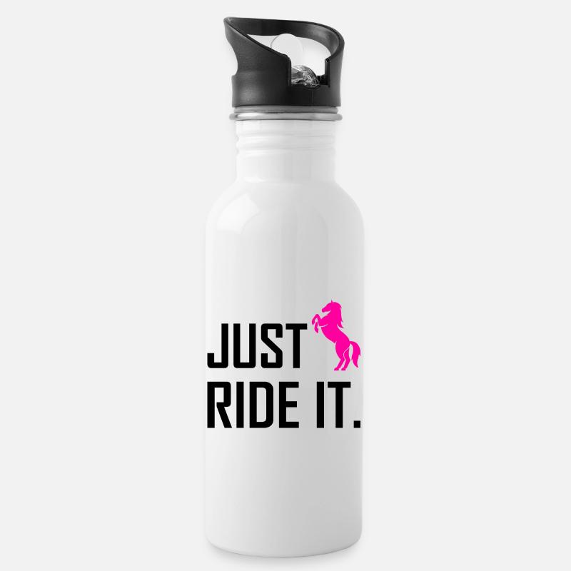 Stall Pferde Reiten Pferd Geschenk - Trinkflasche mit integriertem Trinkhalm - Weiß