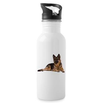 German shepherd dog - Water bottle with straw - white - Right