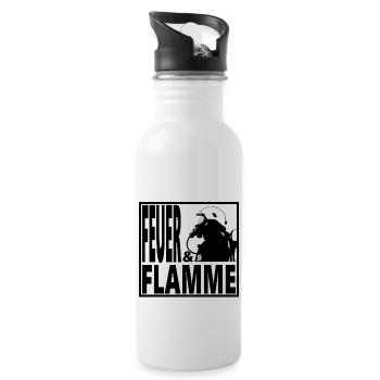 Feuerwehr, Feuerwehrmann, Geschenk, Shirt, Tasse - Trinkflasche mit integriertem Trinkhalm - Weiß - Rechts