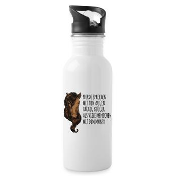 Lustiger Pferdebesitzer Spruch, reiten Geschenk - Trinkflasche mit integriertem Trinkhalm - Weiß - Rechts