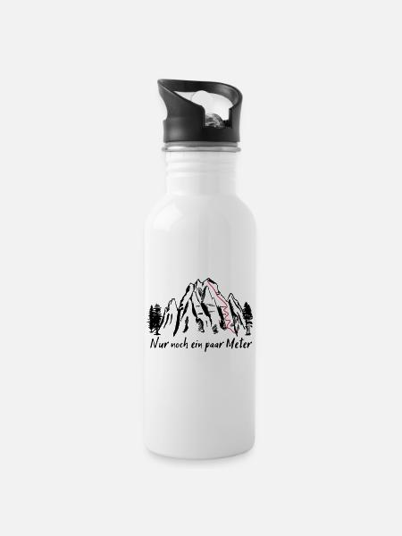 Berge, Bergsteigen - nur noch ein paar Meter - Trinkflasche mit integriertem Trinkhalm - Weiß