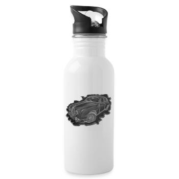 Oldtimer - Zeichnung - Trinkflasche mit integriertem Trinkhalm - Weiß - Rechts