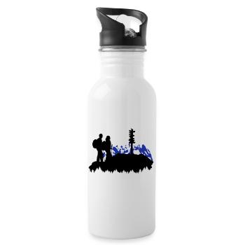 Berg Wandern - Wanderer - Trinkflasche mit integriertem Trinkhalm - Weiß - Rechts