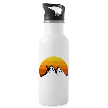 Road bike, mountain, sunset, bike, mountain tour - Water bottle with straw - white - Right