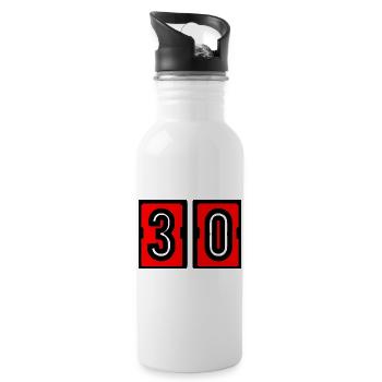 30 ANS. 30e ANNIVERSAIRE. ANNIVERSAIRE 30 ANS. 30 - Gourde avec paille intégrée - blanc - Droite