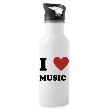 I Love Music - Trinkflasche mit integriertem Trinkhalm - Weiß - Rechts