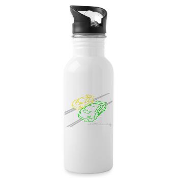 Slotracing 2 cars yellow green - Trinkflasche mit integriertem Trinkhalm - Weiß - Rechts