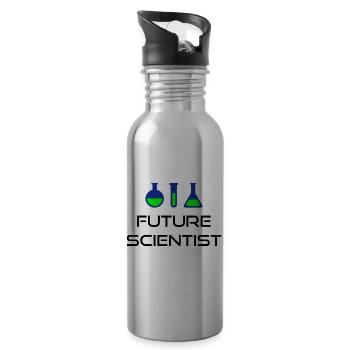 Futur scientifique (piston, tube à essai) - Gourde avec paille intégrée - argent clair - Droite