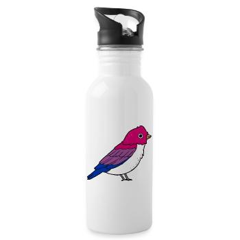 Fierté bisexuelle d’oiseau bisexuel - Gourde avec paille intégrée - blanc - Droite
