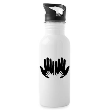 Open parents hands with children's hands - Water bottle with straw - white - Right