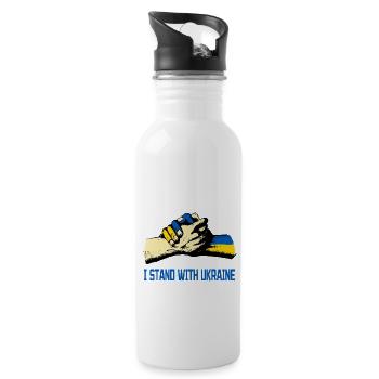 I Stand With Ukraine - Water bottle with straw - white - Right