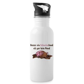 schweinehund - Trinkflasche mit integriertem Trinkhalm - Weiß - Rechts