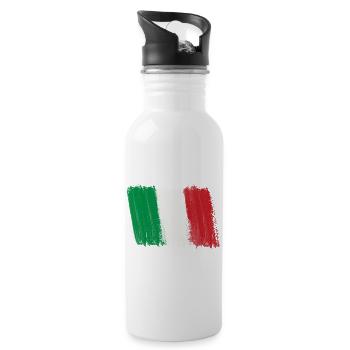 Italy Flag Country Home Holiday Scandinavia World Cup - Water bottle with straw - white - Right
