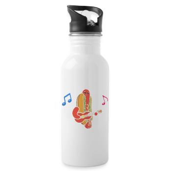 Guitarist Guitar Hot Dog Musician Guitar Hotdog - Water bottle with straw - white - Right