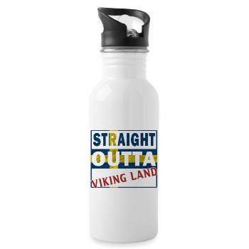 Straight outta Sweden Viking Land Gift Idea - Water bottle with straw - white - Right