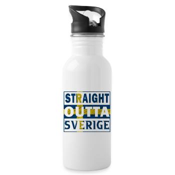 Straight outta Sweden Sverige North Gift - Water bottle with straw - white - Right