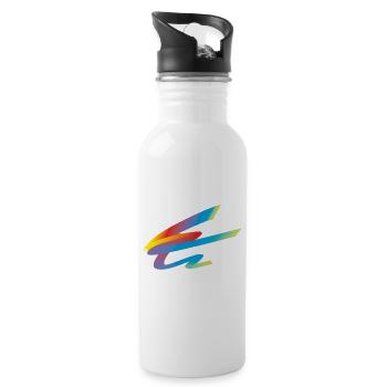 Regenbogenfantasie - Trinkflasche mit integriertem Trinkhalm - Weiß - Rechts