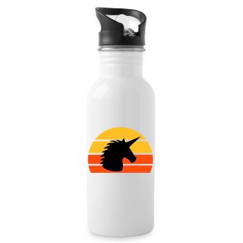 Unicorn in front of a half-sun - Water bottle with straw - white - Right