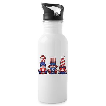 4. Juli USA Gnomes - Trinkflasche mit integriertem Trinkhalm - Weiß - Rechts