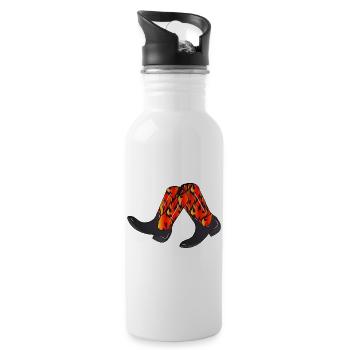 extravagante Westernstiefel mit Flammen Muster - Trinkflasche mit integriertem Trinkhalm - Weiß - Rechts