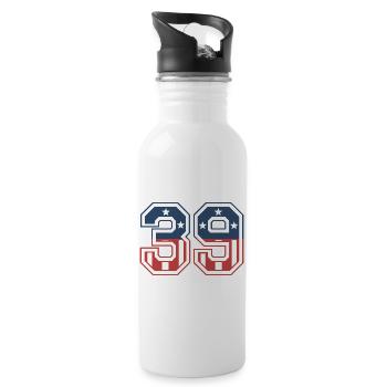 Number 39 USA - Water bottle with straw - white - Right