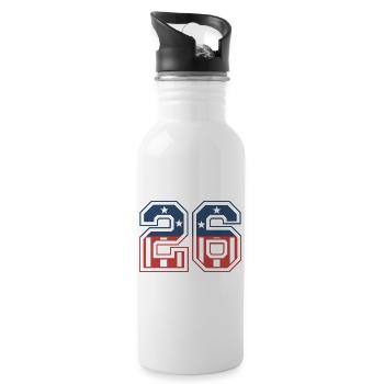 Nummer 26 USA - Trinkflasche mit integriertem Trinkhalm - Weiß - Rechts