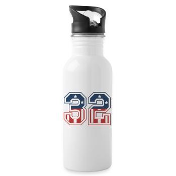 Nummer 32 USA - Trinkflasche mit integriertem Trinkhalm - Weiß - Rechts