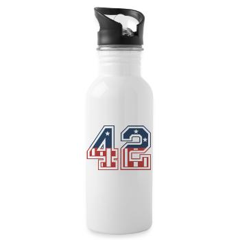 Nummer 42 USA - Trinkflasche mit integriertem Trinkhalm - Weiß - Rechts