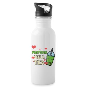 Asiatisches Japanischer Tee Matcha Tea I Geschenk - Trinkflasche mit integriertem Trinkhalm - Weiß - Rechts