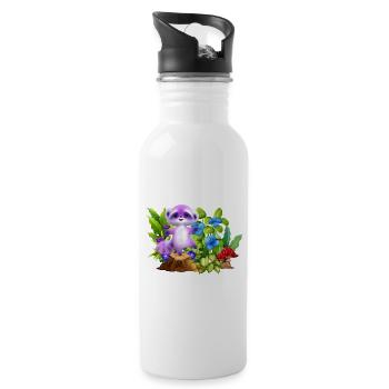 Pastellkoala im verzauberten Garten - Trinkflasche mit integriertem Trinkhalm - Weiß - Rechts