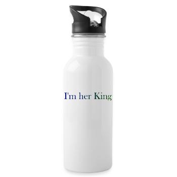 I m her King blau grün - Trinkflasche mit integriertem Trinkhalm - Weiß - Rechts