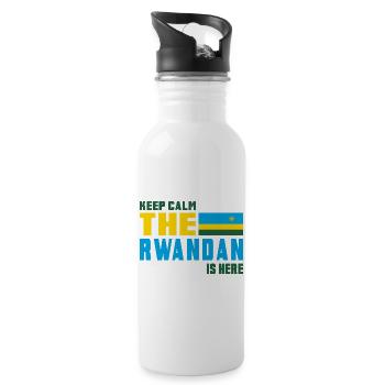 Keep Calm Ruanda Flaggen Design - Trinkflasche mit integriertem Trinkhalm - Weiß - Rechts