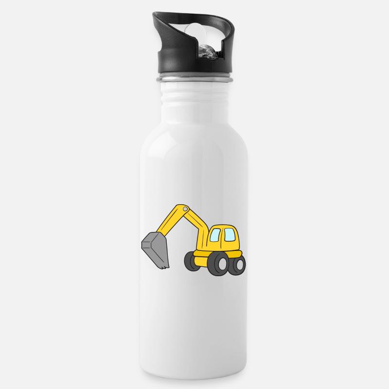 Bagger - Trinkflasche mit integriertem Trinkhalm - Weiß