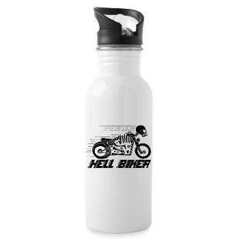 Motorcycle black skeleton - Water bottle with straw - white - Right