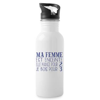 Cadeau homme femme enceinte - Gourde avec paille intégrée - blanc - Droite